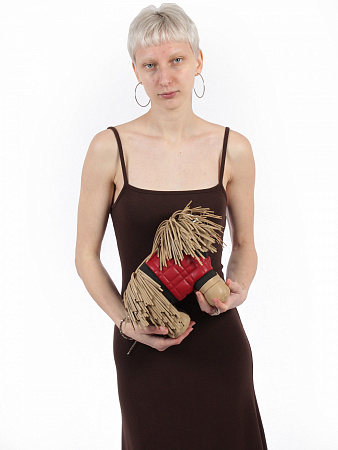 LACCOMA сумка ИГР2501-болонка-хаки-красный LACCOMA сумка ИГР2501-болонка-хаки-красный